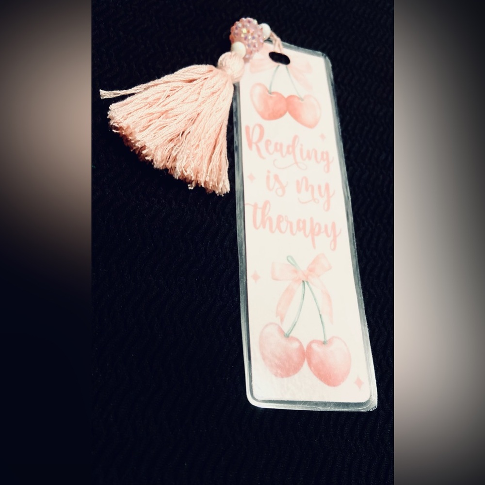 Pink Cherry Bookmark with Tassel